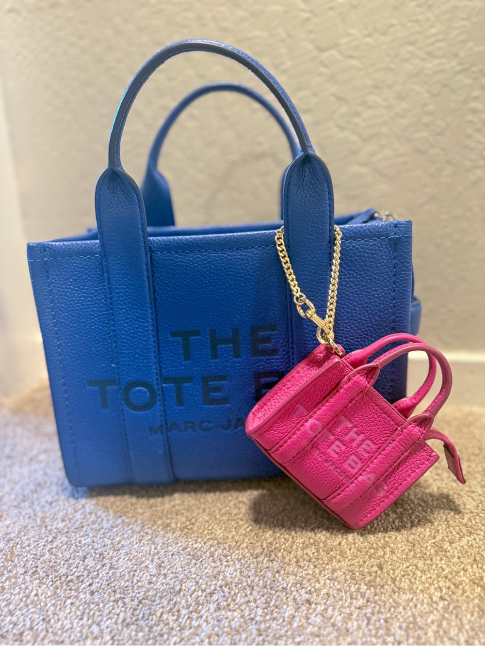 Marc Jacobs Blue Tote with Pink Mini Charm
